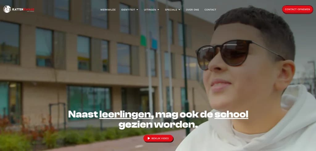 Screenshot van de website van Kattenkwaad voor Scholen